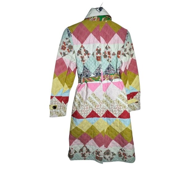Love the Label quilted Duster Colette trench Coat size small NWT Patchwork - Picture 5 of 13